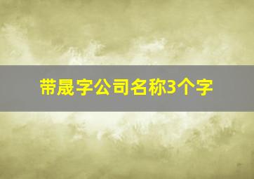 带晟字公司名称3个字