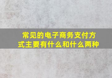 常见的电子商务支付方式主要有什么和什么两种