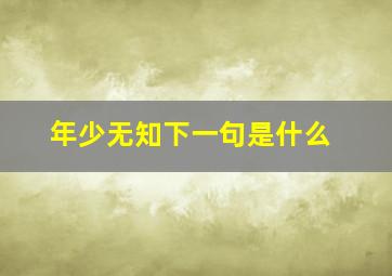 年少无知下一句是什么