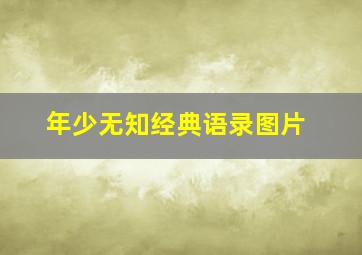 年少无知经典语录图片