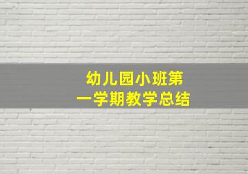 幼儿园小班第一学期教学总结