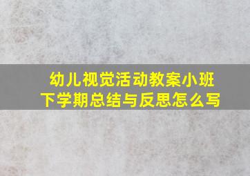 幼儿视觉活动教案小班下学期总结与反思怎么写