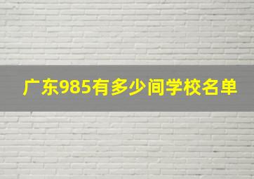 广东985有多少间学校名单