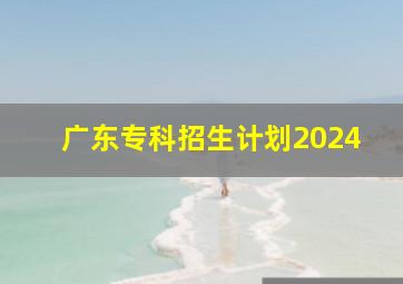 广东专科招生计划2024