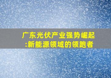 广东光伏产业强势崛起:新能源领域的领跑者