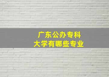 广东公办专科大学有哪些专业