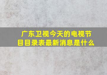 广东卫视今天的电视节目目录表最新消息是什么