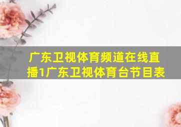 广东卫视体育频道在线直播1广东卫视体育台节目表