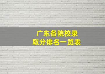 广东各院校录取分排名一览表