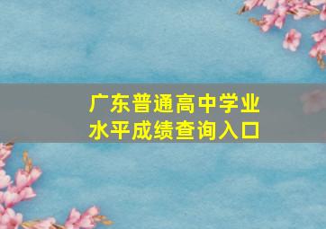 广东普通高中学业水平成绩查询入口