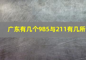 广东有几个985与211有几所