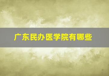 广东民办医学院有哪些