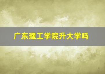 广东理工学院升大学吗