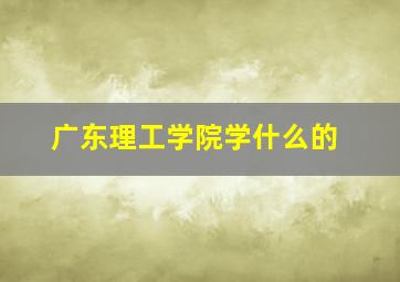 广东理工学院学什么的