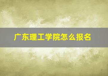 广东理工学院怎么报名