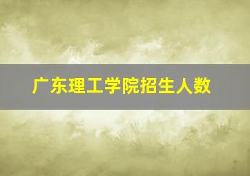 广东理工学院招生人数