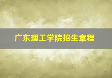 广东理工学院招生章程