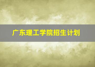 广东理工学院招生计划