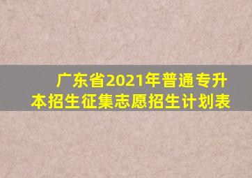 广东省2021年普通专升本招生征集志愿招生计划表