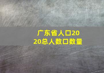 广东省人口2020总人数口数量