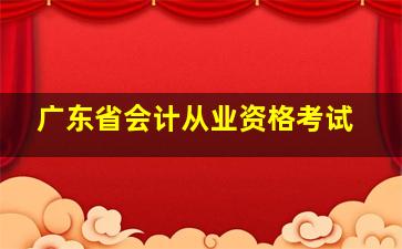 广东省会计从业资格考试