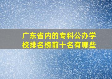 广东省内的专科公办学校排名榜前十名有哪些