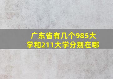 广东省有几个985大学和211大学分别在哪