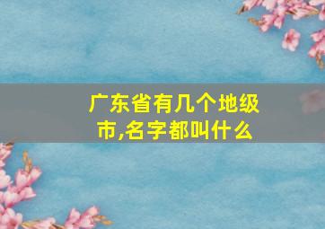 广东省有几个地级市,名字都叫什么