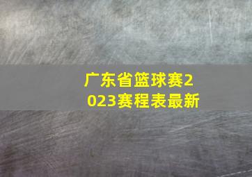 广东省篮球赛2023赛程表最新