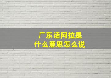 广东话阿拉是什么意思怎么说