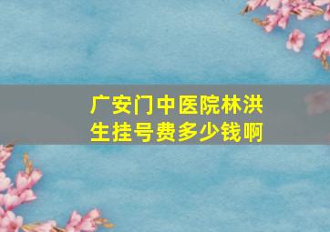 广安门中医院林洪生挂号费多少钱啊