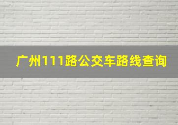 广州111路公交车路线查询