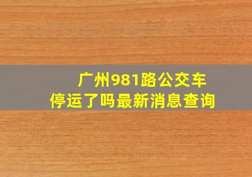 广州981路公交车停运了吗最新消息查询