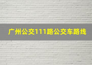 广州公交111路公交车路线