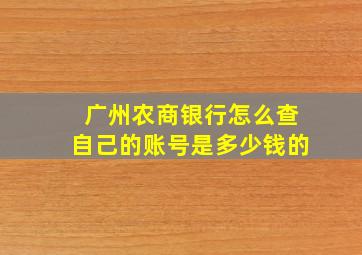 广州农商银行怎么查自己的账号是多少钱的