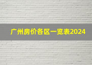 广州房价各区一览表2024