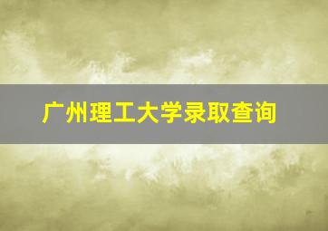 广州理工大学录取查询