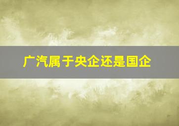 广汽属于央企还是国企