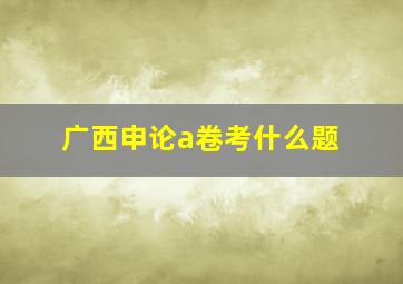 广西申论a卷考什么题