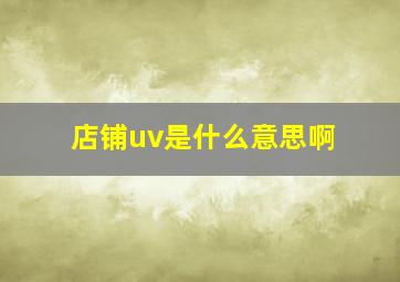 店铺uv是什么意思啊