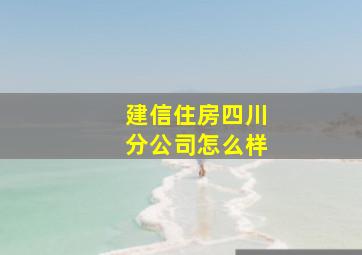 建信住房四川分公司怎么样