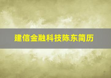 建信金融科技陈东简历