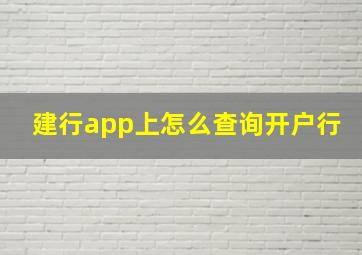 建行app上怎么查询开户行