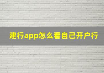 建行app怎么看自己开户行