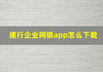 建行企业网银app怎么下载