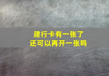 建行卡有一张了还可以再开一张吗