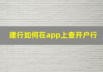 建行如何在app上查开户行