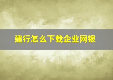 建行怎么下载企业网银