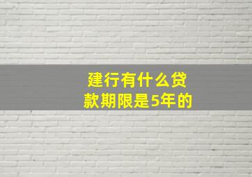 建行有什么贷款期限是5年的