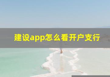 建设app怎么看开户支行